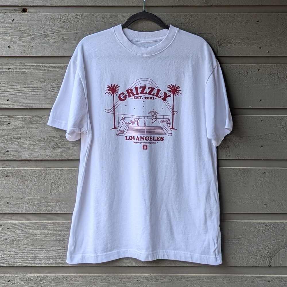 Grizzly Local Pusher SS Tee White Size Medium Grizzly Bear Los Angeles